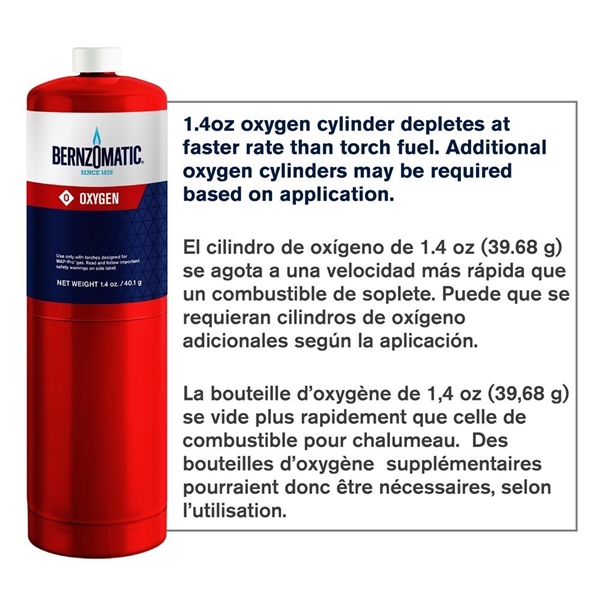 BernzOmatic 333251 Torch Cylinder, Oxygen, 1.4 oz - 1