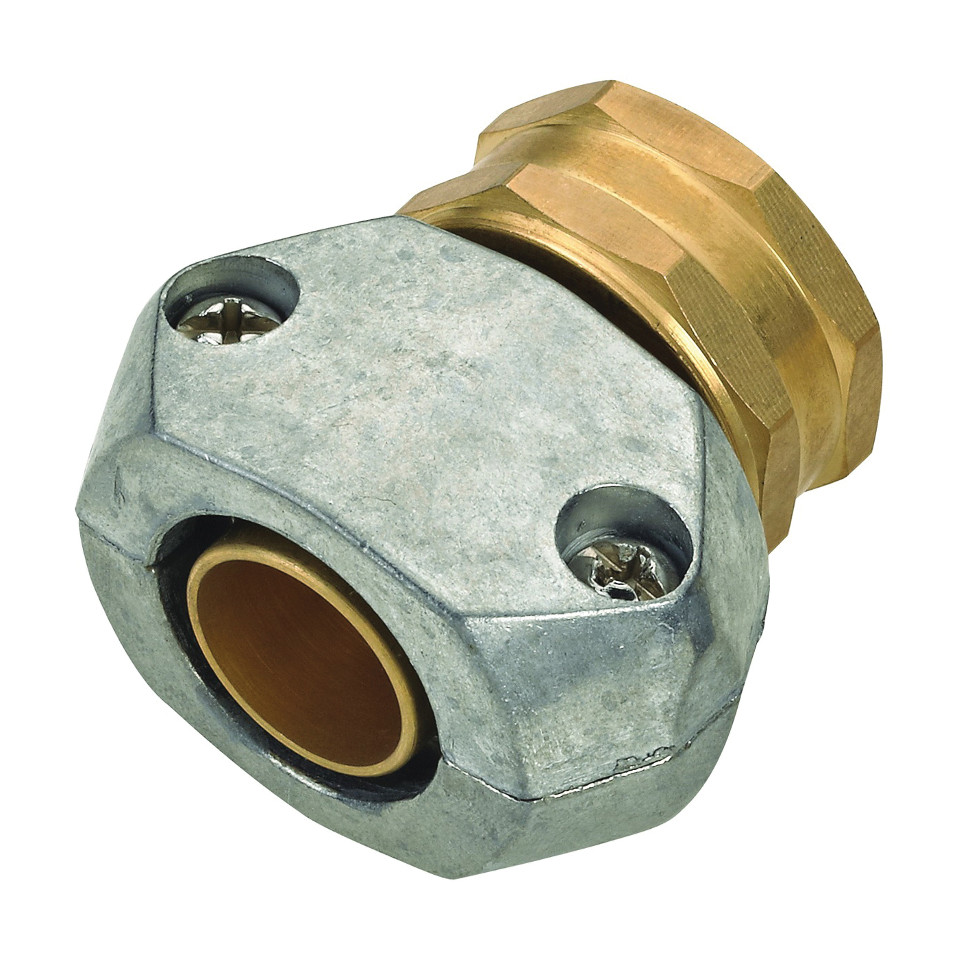 GC533 Hose Coupling, 5/8 to 3/4 in, Female, Brass, Brass/Silver