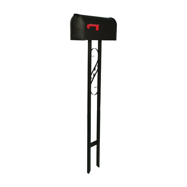 T11KIT0B Mailbox Post Combo, 800 cu-in Mailbo, Steel Mailbo, 50 in H Post, Steel Post, Black