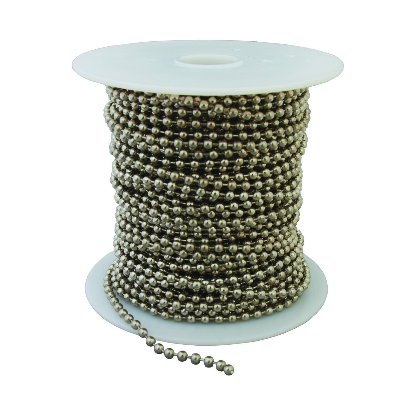 Hy-Ko KBC198N Beaded Key Chain, 100 ft L, Spool, Nickel