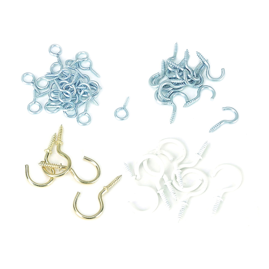 JL420023L Cup Hook Set, Steel, Polished Brass/White Powder-Coated/Zinc