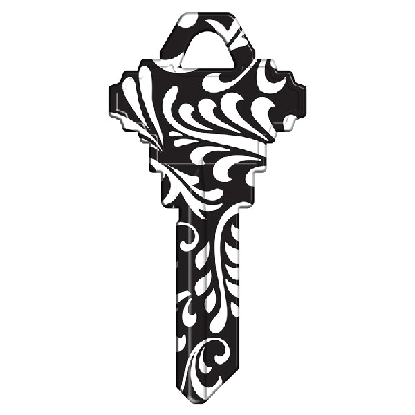 Hy-Ko 16005SC1-41 Key Blank, Black and White Swirl, For: Schlage SC1 Keyways, SC1-41 Key Number