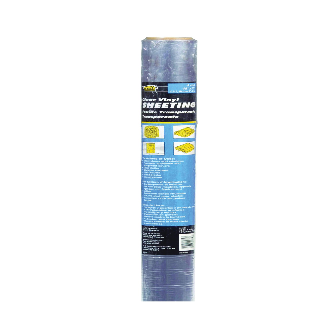 04762 Weatherstrip Sheeting, 25 ft L, 36 in W, 4 mil Thick, Vinyl Backing, Clear