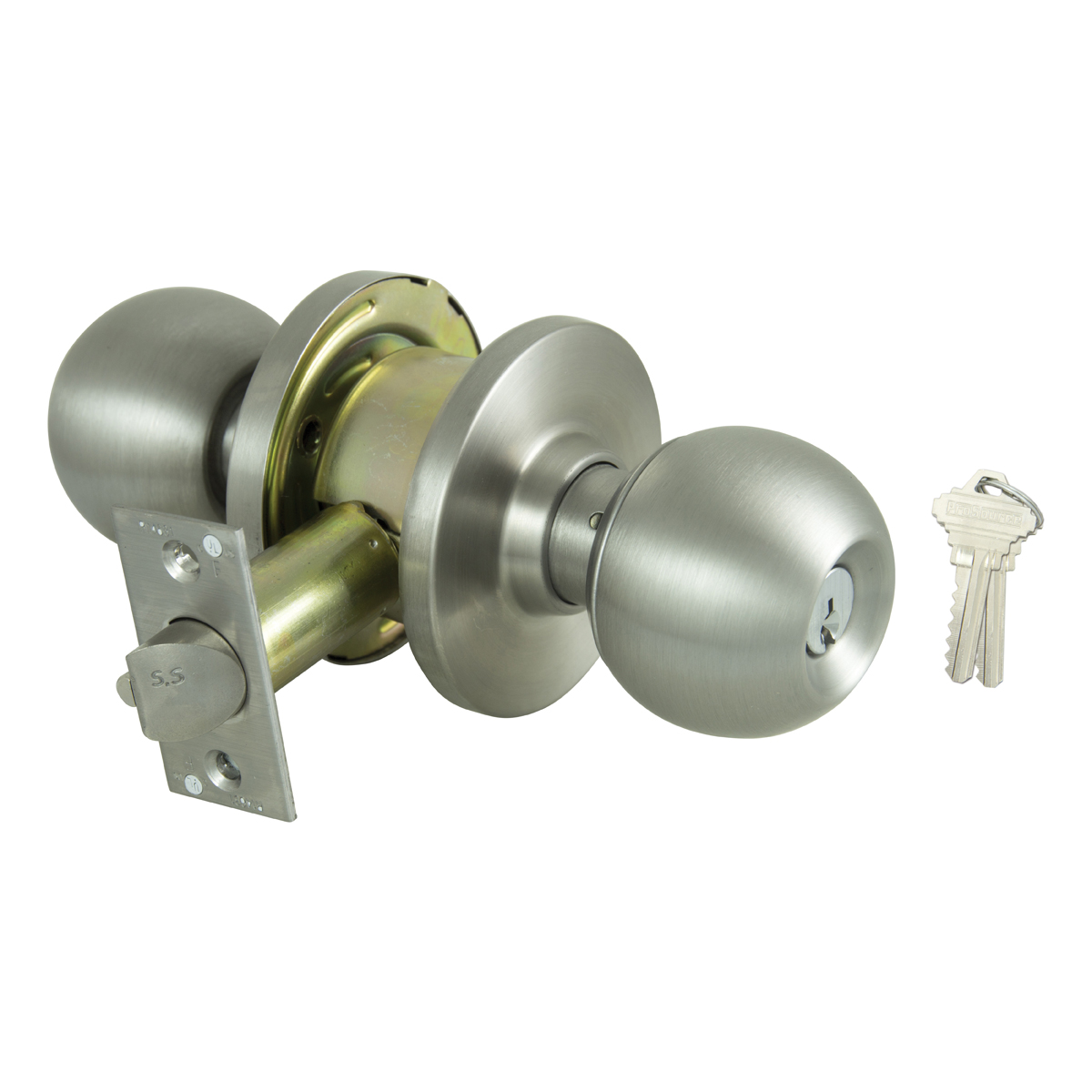 C368BV-PS Knob Set, 2 Grade, Stainless Steel, Stainless Steel, SC1 Keyway, Different Key, Commercial