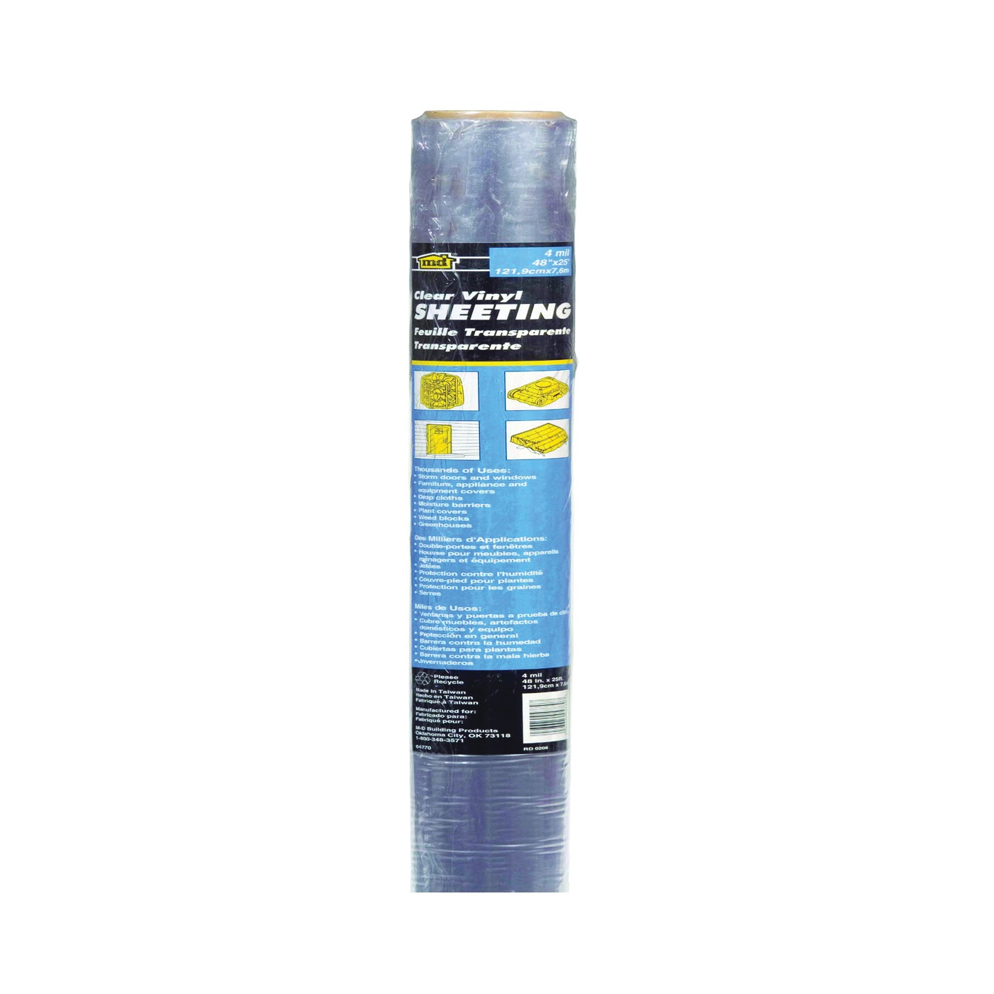 04796 Weatherstrip Sheeting, 25 ft L, 48 in W, 8 mil Thick, Vinyl Backing, Clear