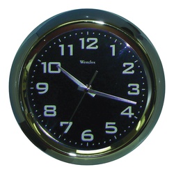 36001A Clock, Round, Silver Frame, Metal Clock Face, Analog