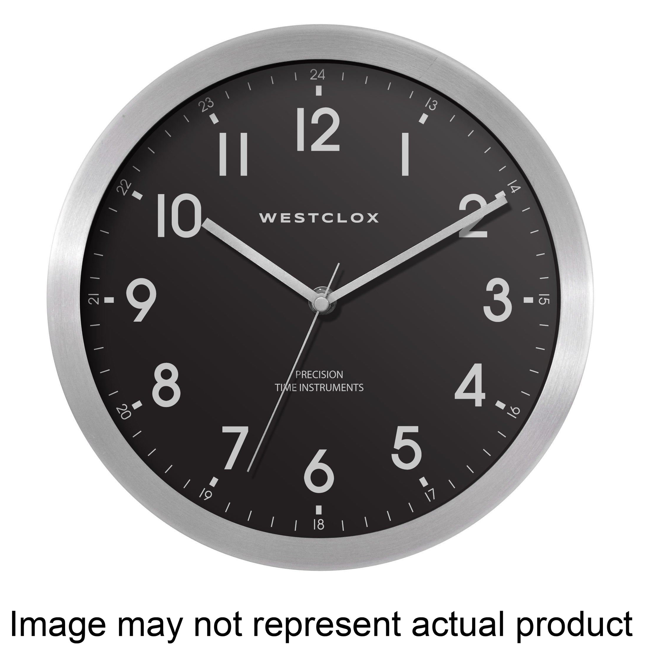 36001A Clock, Round, Silver Frame, Metal Clock Face, Analog