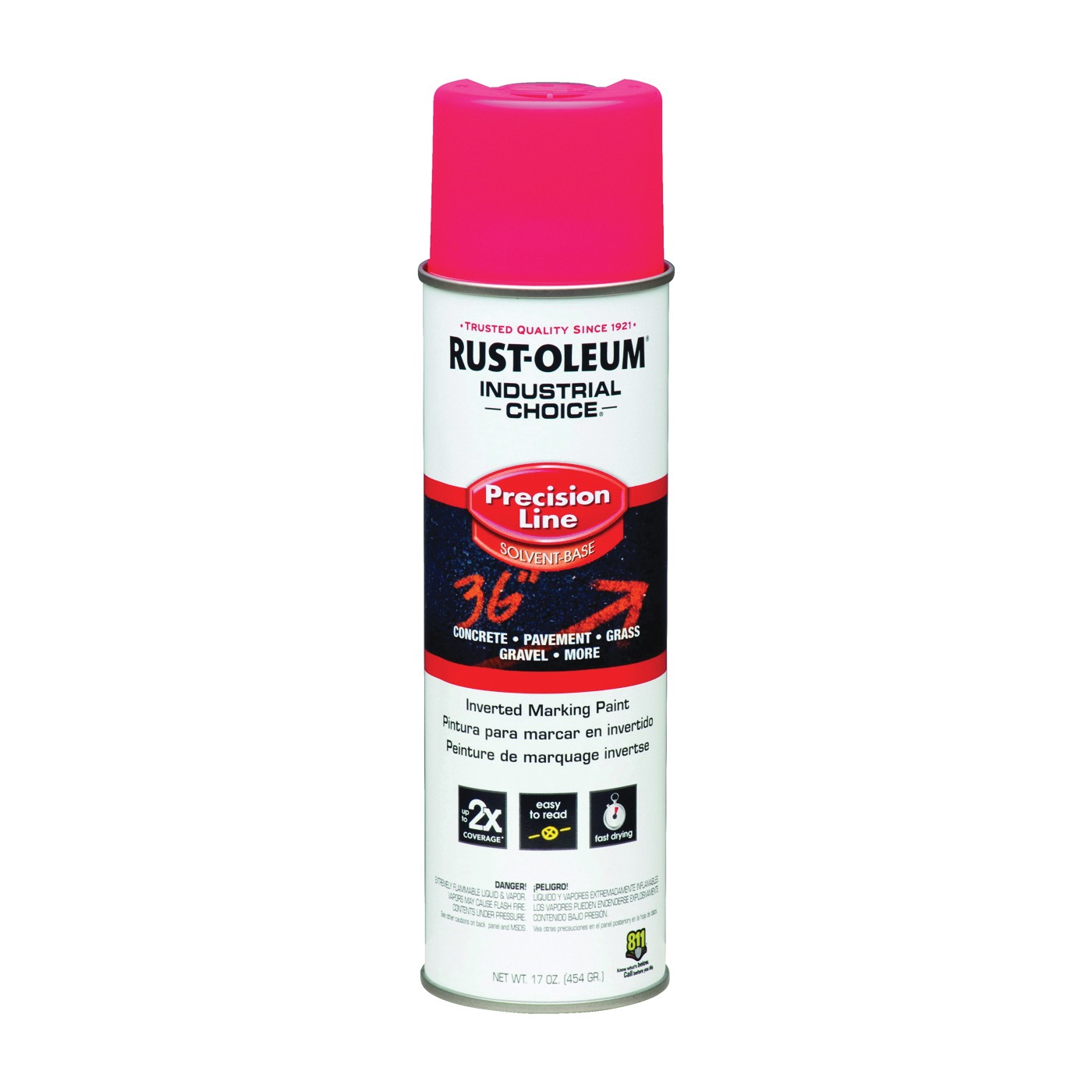 1661838 Inverted Marking Spray Paint, Gloss, Fluorescent Pink, 17 oz, Can