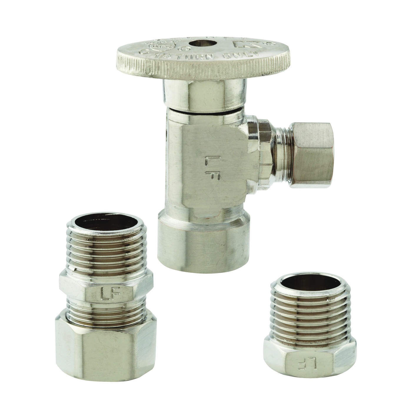 K2048ABNLF Supply Line Valve, 1/2 x 3/8 in Connection, Compression x FIP, 300 psi Pressure, Brass Body