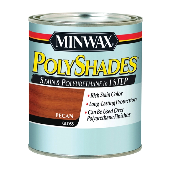 Polyshades 214204444 Waterbased Polyurethane Stain, Gloss, Liquid, Pecan, 0.5 pt, Can