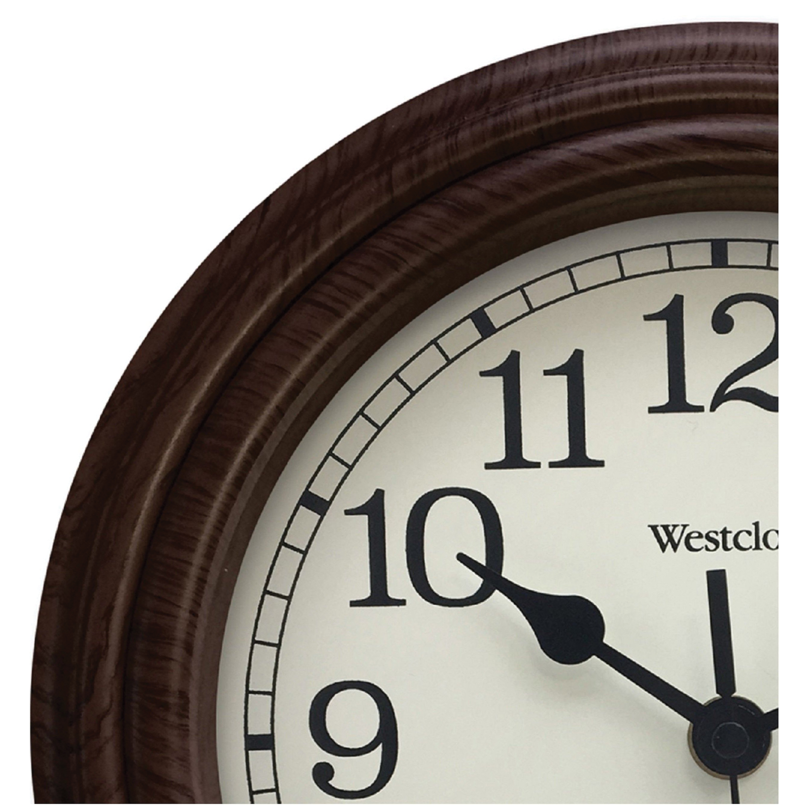 Westclox Classic Series 33883P Clock, Round, Almond Frame, Wood Clock Face, Analog - 1