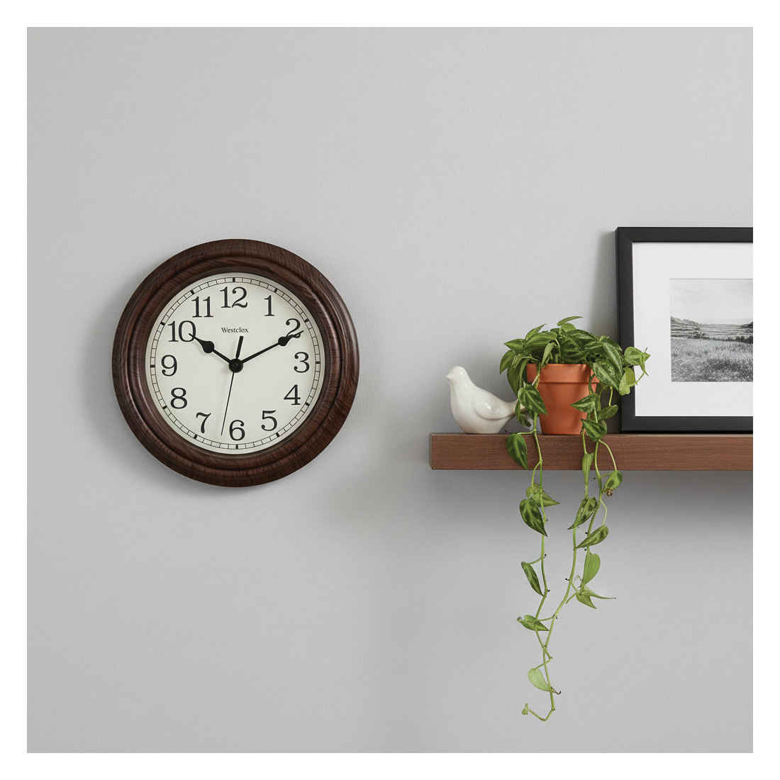 Westclox Classic Series 33883P Clock, Round, Almond Frame, Wood Clock Face, Analog - 2