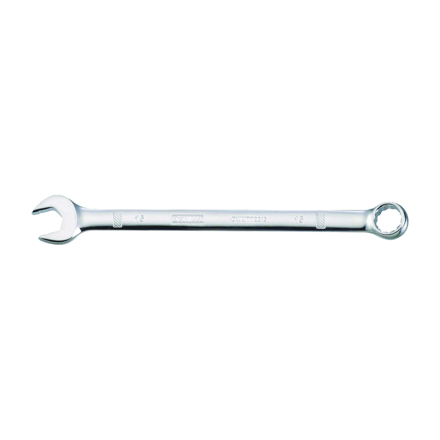 DWMT72216OSP Combination Wrench, Metric, 15 mm Head, 7-7/8 in L, 12-Point, Steel, Chrome-Plated