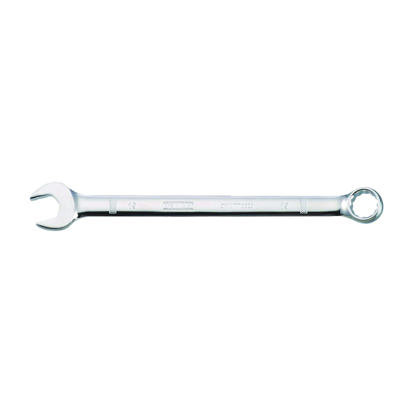 DWMT72220OSP Combination Wrench, Metric, 19 mm Head, 9-27/32 in L, 12-Point, Steel, Chrome-Plated