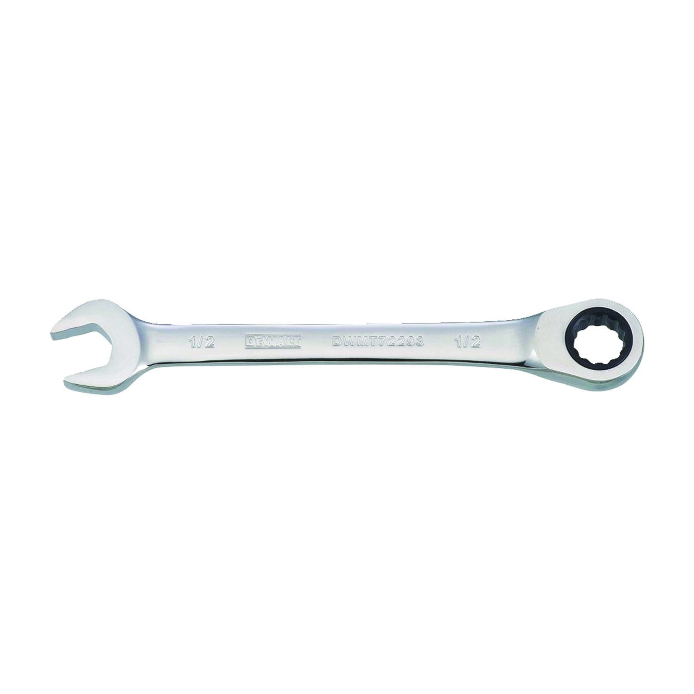 DWMT72293OSP Combination Wrench, SAE, 1/2 in Head, 6-15/32 in L, 12-Point, Steel, Chrome-Plated