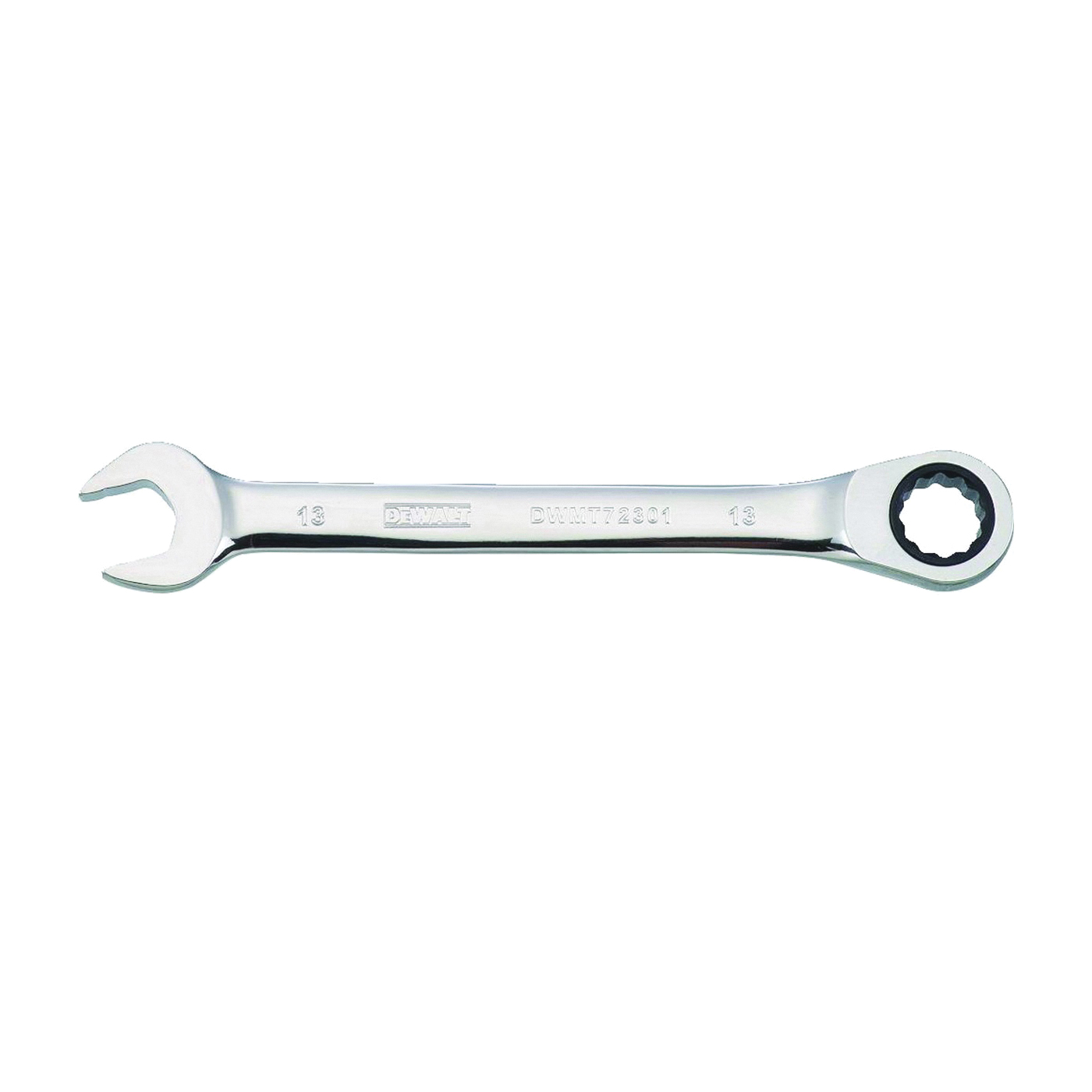 DWMT72301OSP Combination Wrench, Metric, 13 mm Head, 6-15/32 in L, 12-Point, Steel, Chrome-Plated