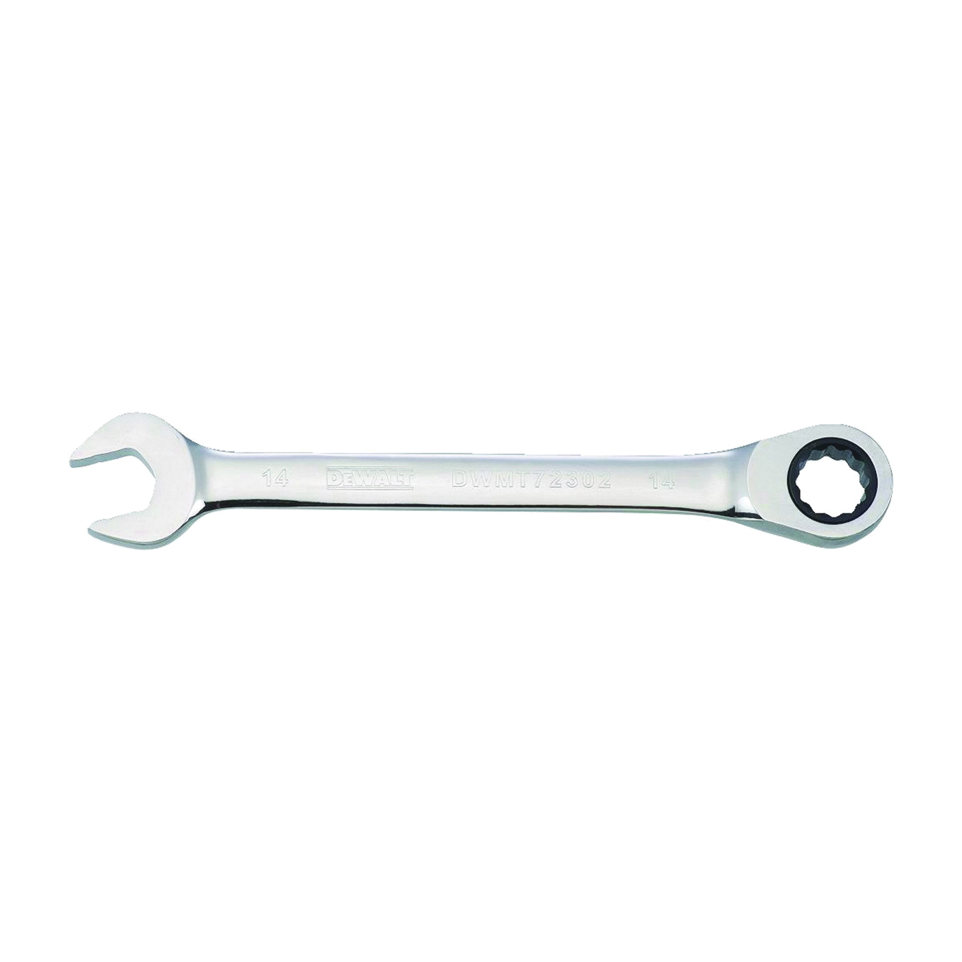 DWMT72302OSP Combination Wrench, Metric, 14 mm Head, 7-5/32 in L, 12-Point, Steel, Chrome-Plated