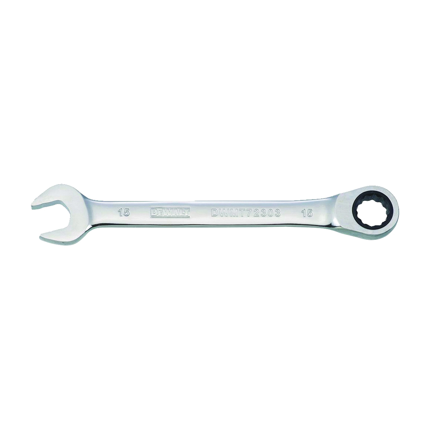 DWMT72303OSP Combination Wrench, Metric, 15 mm Head, 7-9/16 in L, 12-Point, Steel, Chrome-Plated