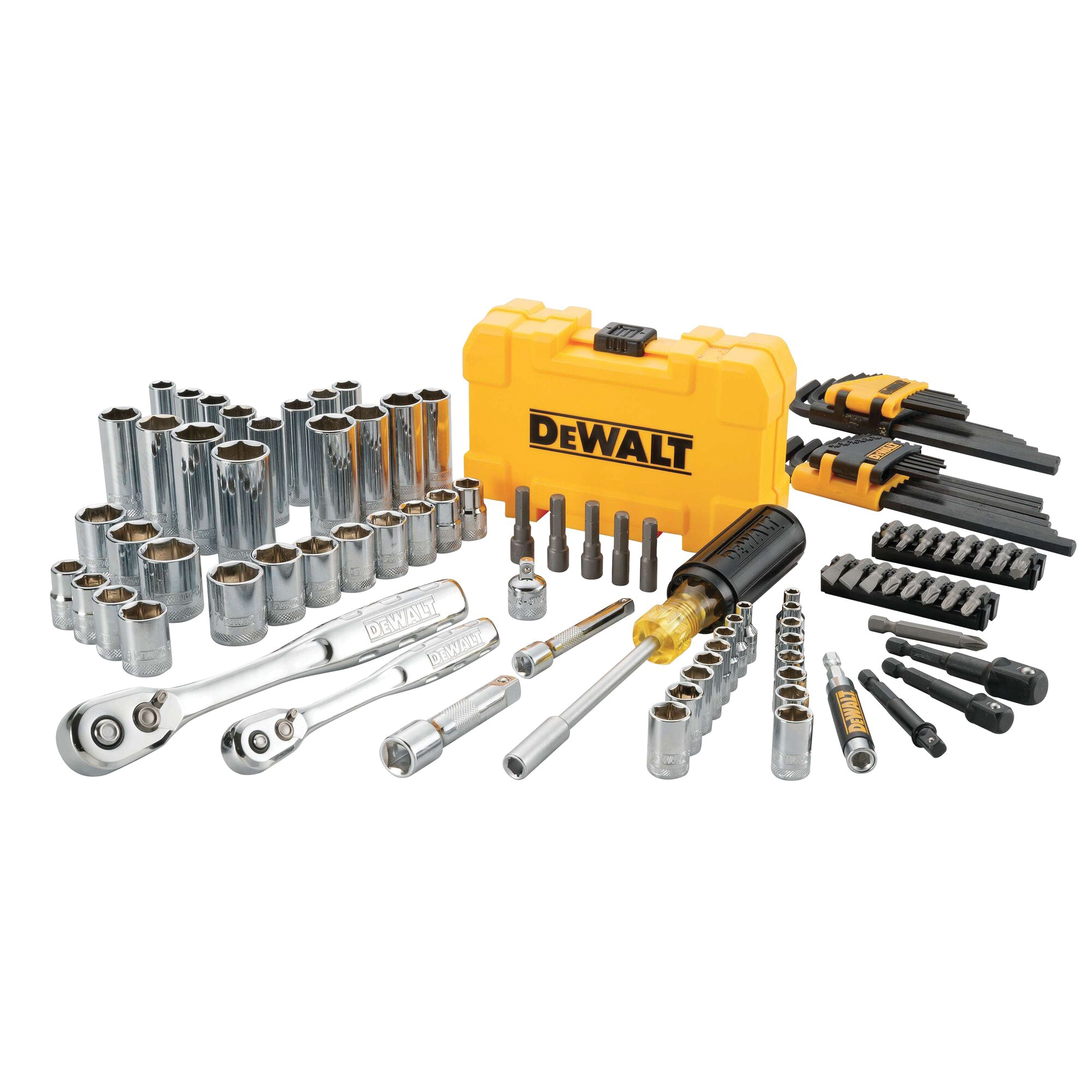 DWMT73801 Mechanic's Tool Set, 108-Piece, Chrome Vanadium, Polished Chrome Vanadium