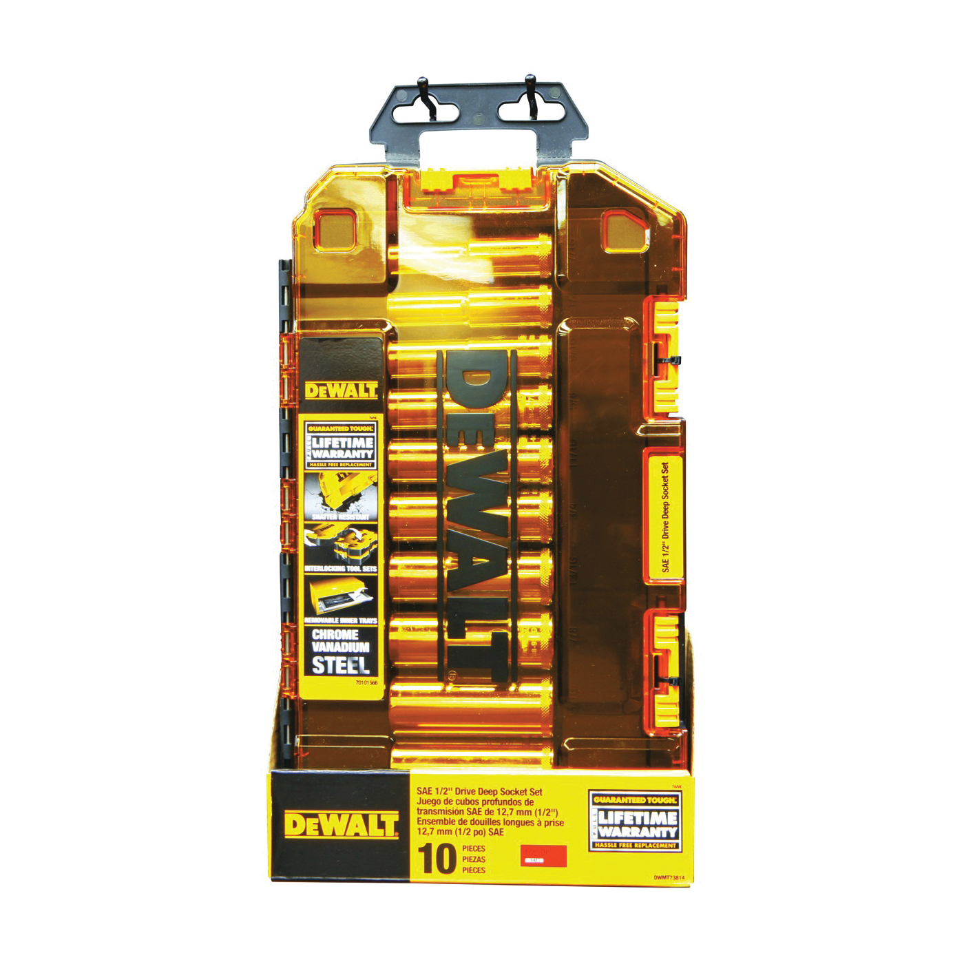 DWMT73814 Socket Set, Chrome Vanadium Steel, Chrome-Plated