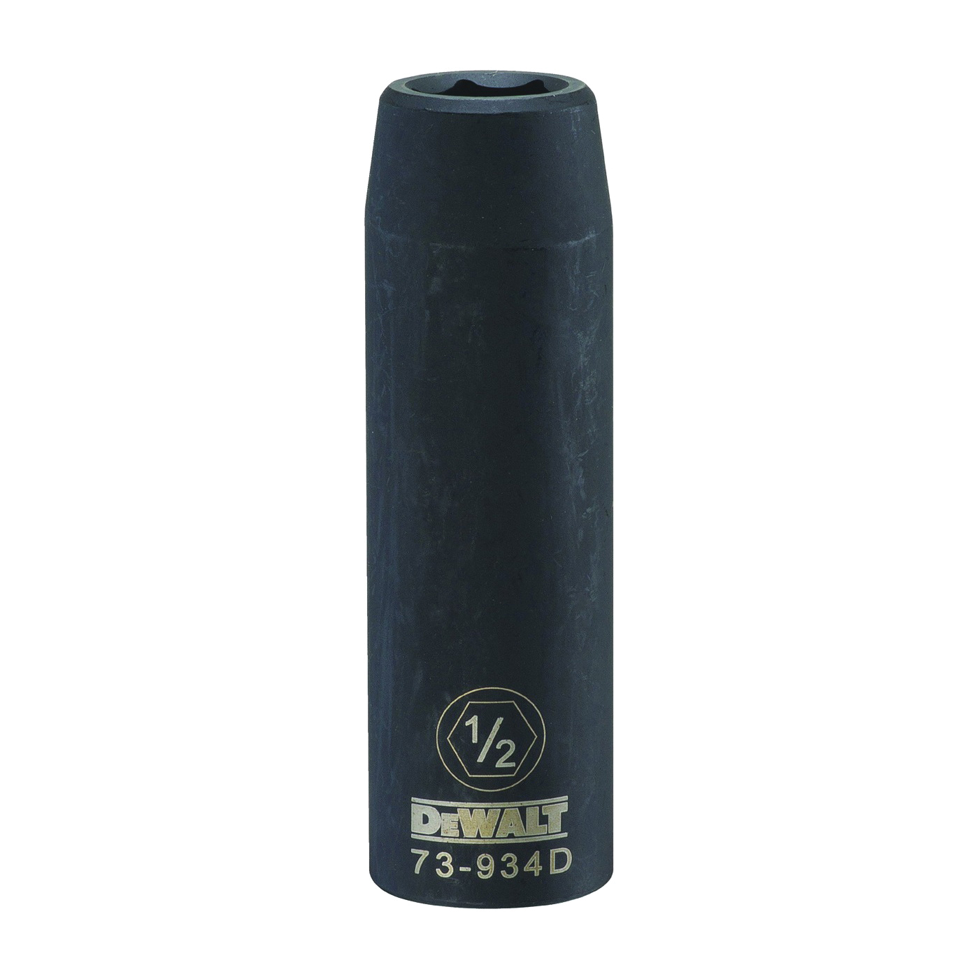 DWMT73934OSP Impact Socket, 1/2 in Socket, 19/32 in D Socket, 1/2 in Drive, 6-Point, CR-440 Steel, Black Oxide