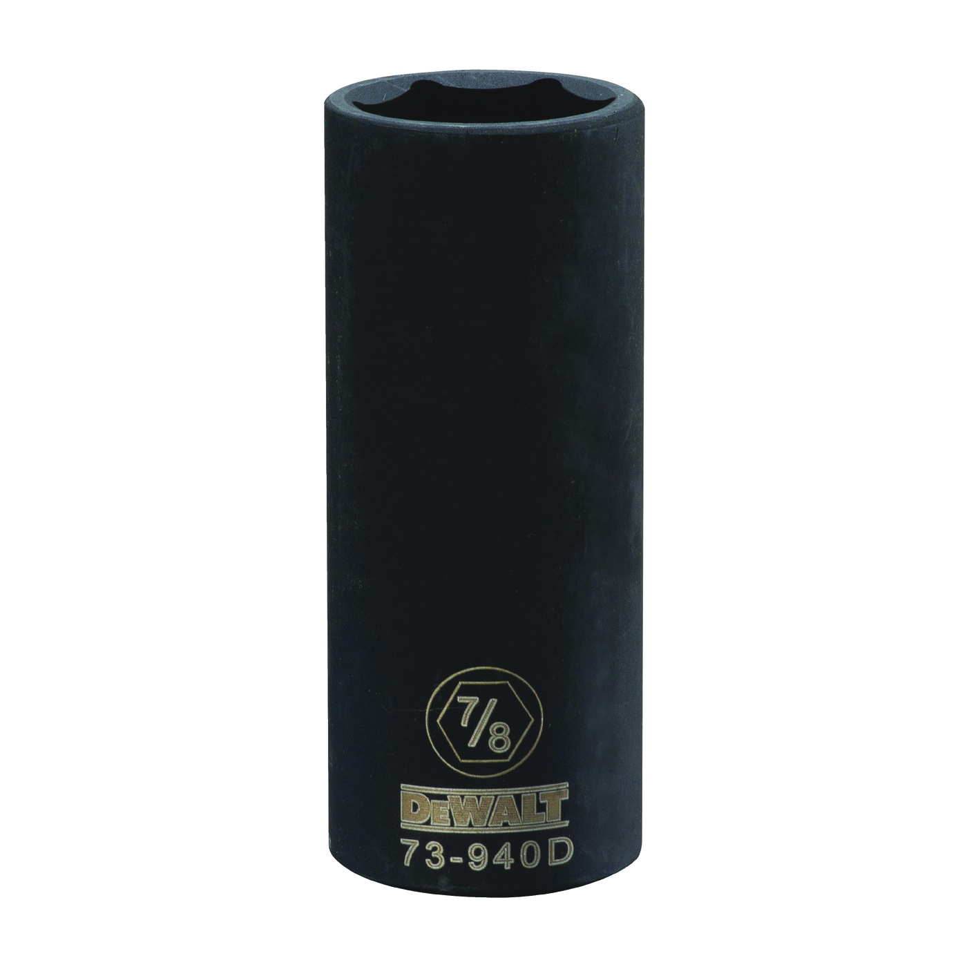 DWMT73940OSP Impact Socket, 7/8 in Socket, 1/2 in Drive, 6-Point, CR-440 Steel, Black Oxide
