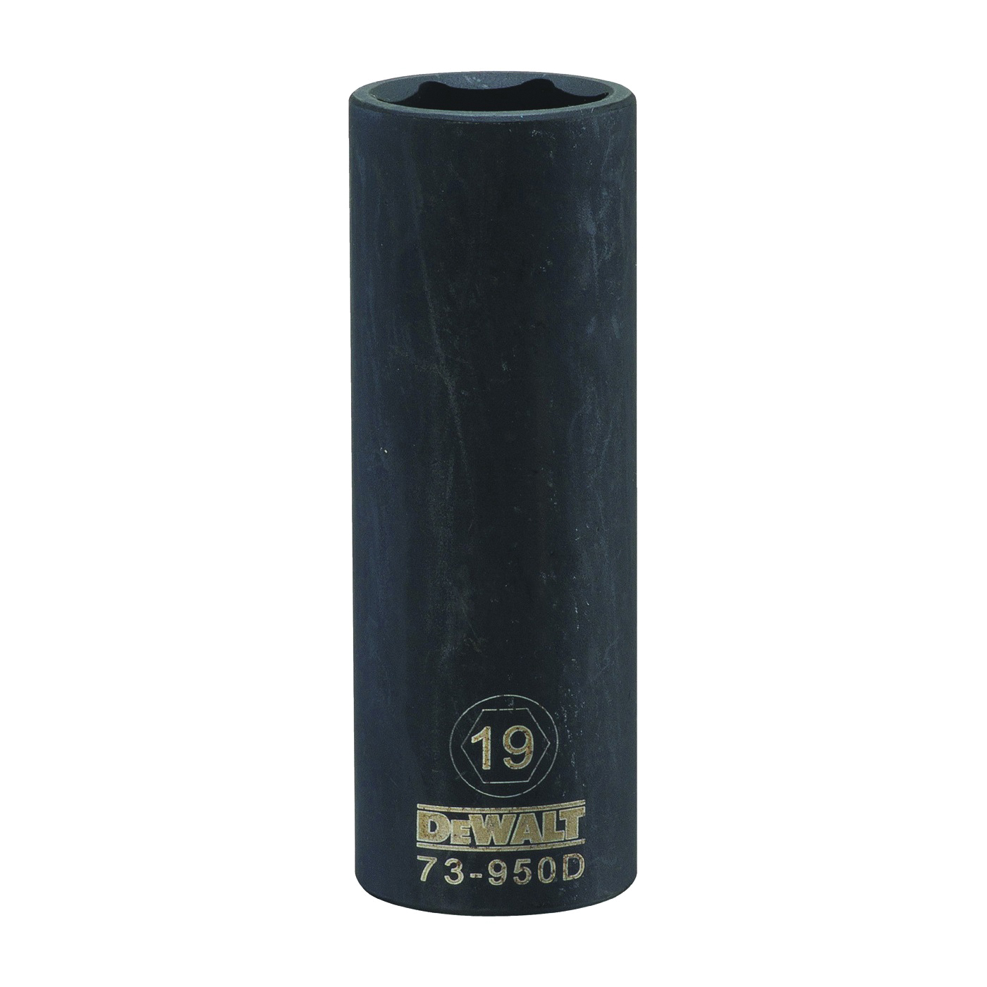 DWMT73950OSP Impact Socket, 19 mm Socket, 1/2 in Drive, 6-Point, CR-440 Steel, Black Oxide
