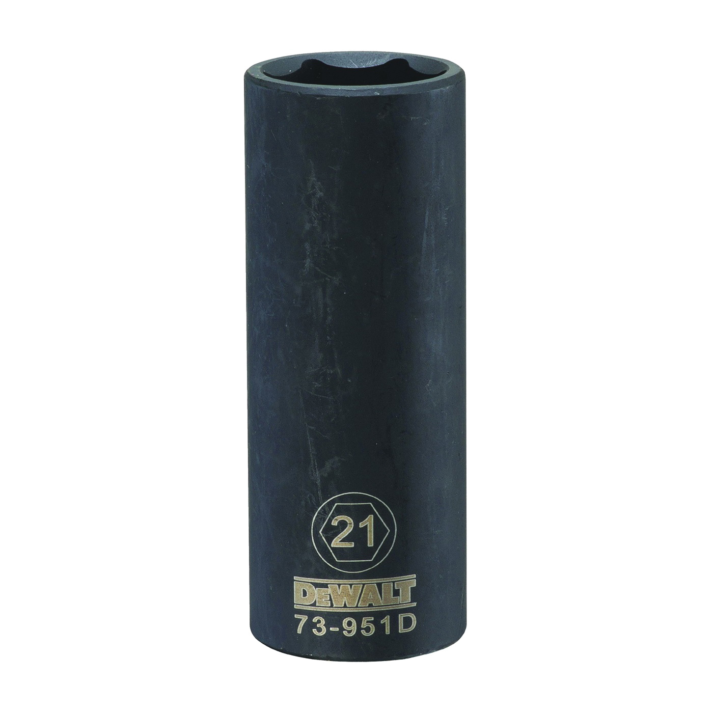 DWMT73951OSP Impact Socket, 21 mm Socket, 1/2 in Drive, 6-Point, CR-440 Steel, Black Oxide