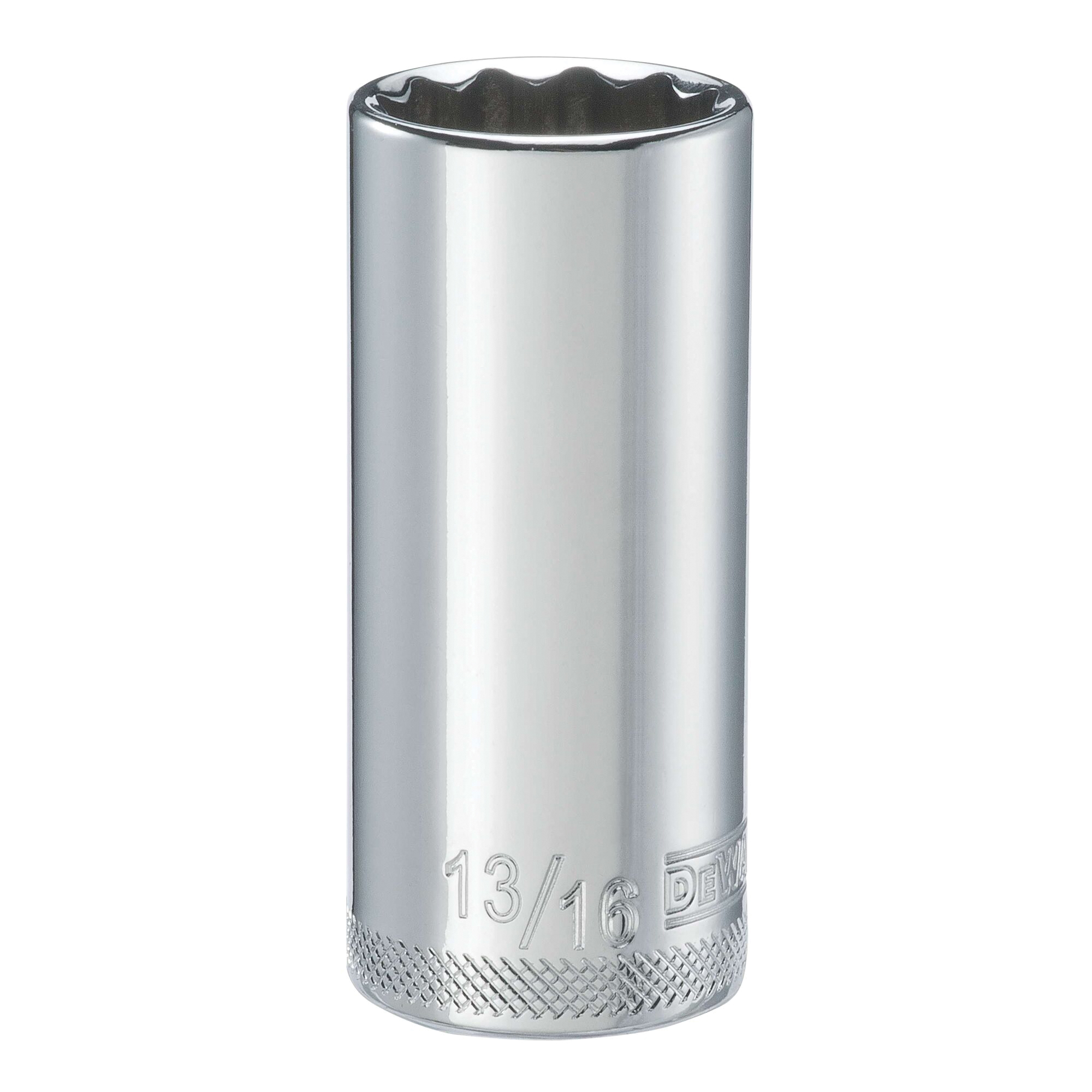 DWMT74141OSP Drive Hand Socket, 13/16 in Socket, 3/8 in Drive, 12-Point, Steel, Polished Chrome Vanadium