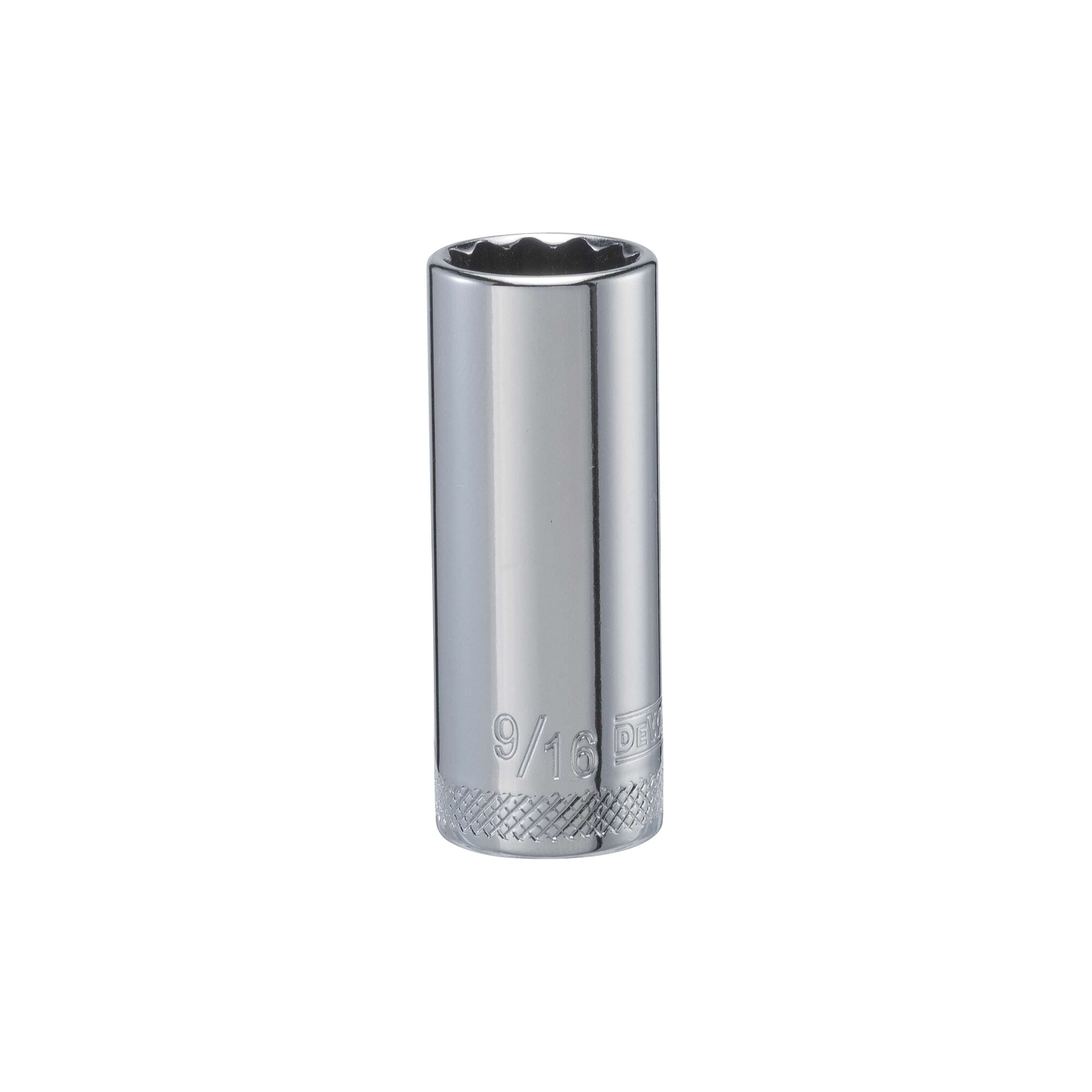 DWMT74148OSP Drive Hand Socket, 9/16 in Socket, 3/8 in Drive, 12-Point, Steel, Polished Chrome Vanadium