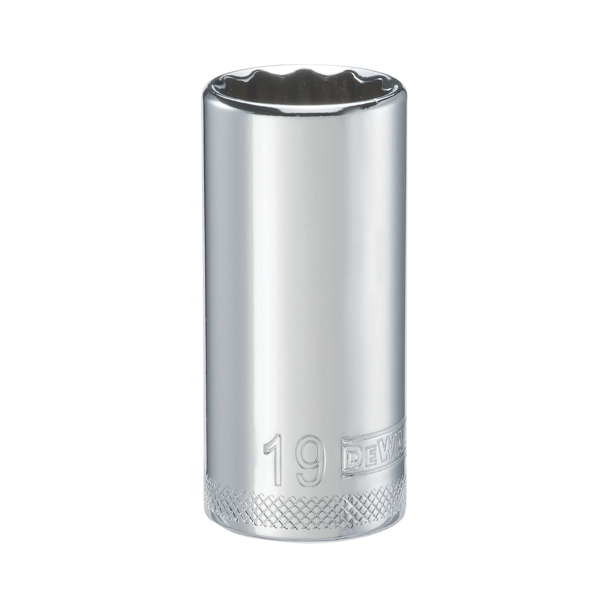 DWMT74188OSP Drive Hand Socket, 19 mm Socket, 3/8 in Drive, 12-Point, Steel, Polished Chrome Vanadium
