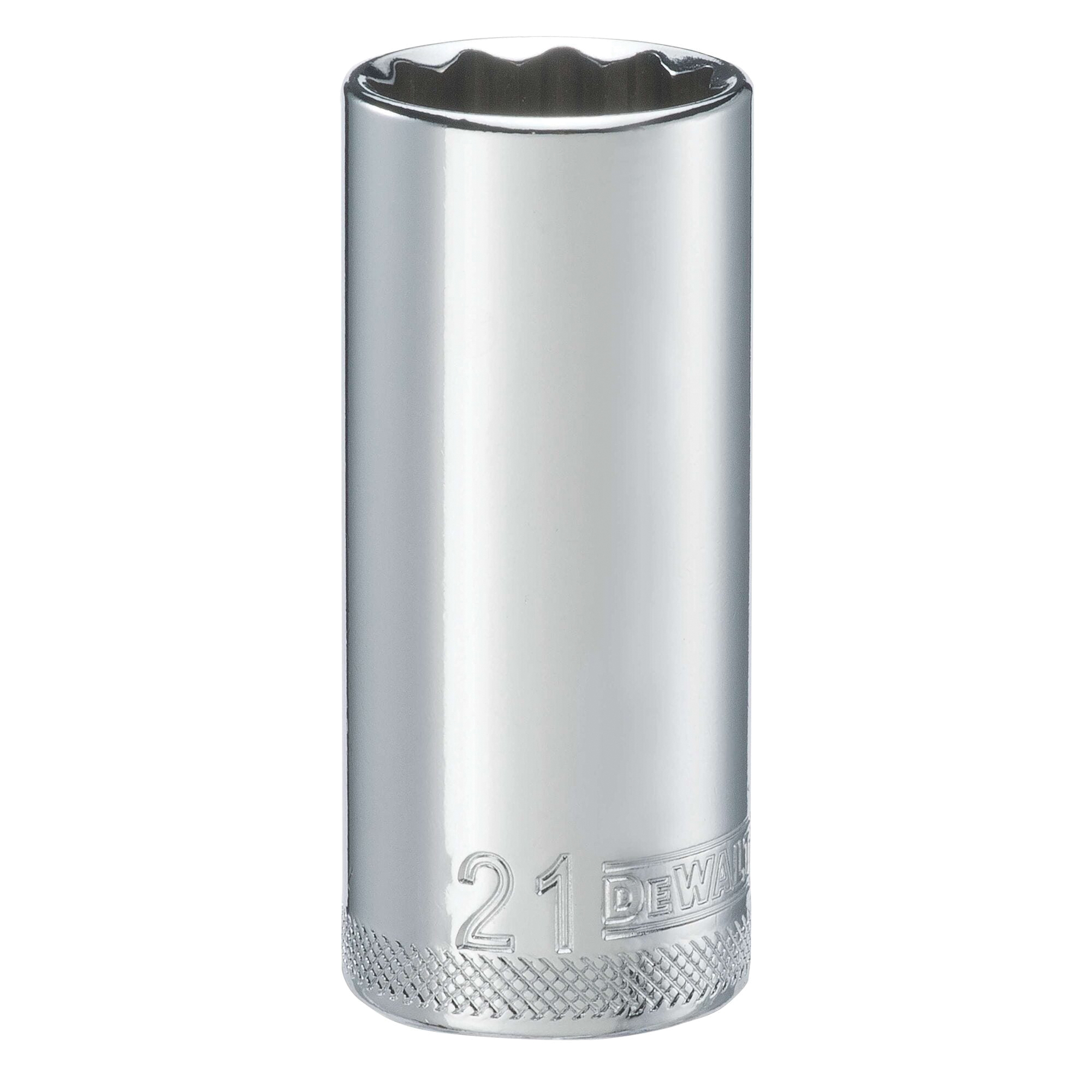 DWMT74189OSP Drive Hand Socket, 21 mm Socket, 3/8 in Drive, 12-Point, Steel, Polished Chrome Vanadium
