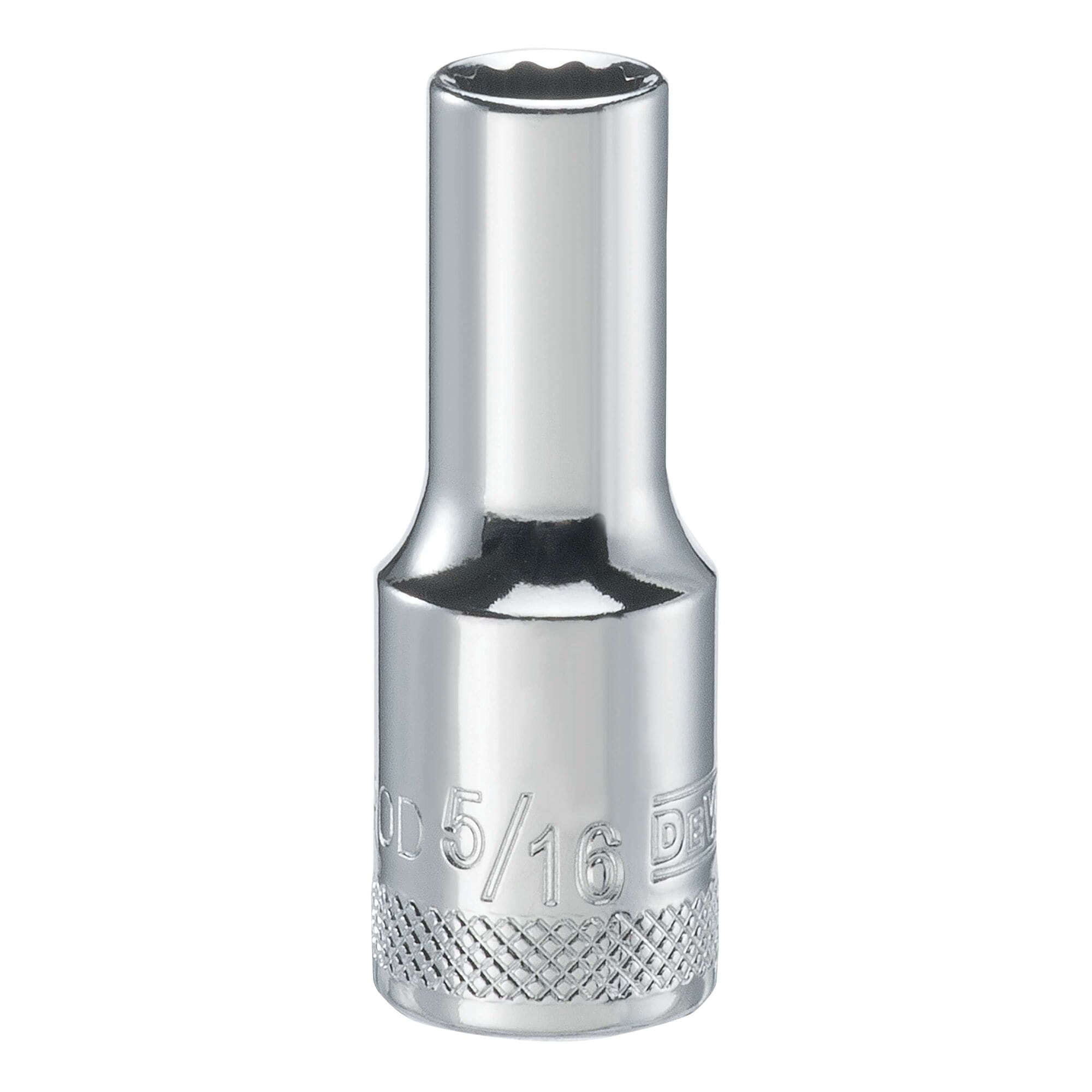 DWMT74190OSP Drive Hand Socket, 5/16 in Socket, 3/8 in Drive, 12-Point, Steel, Polished Chrome Vanadium