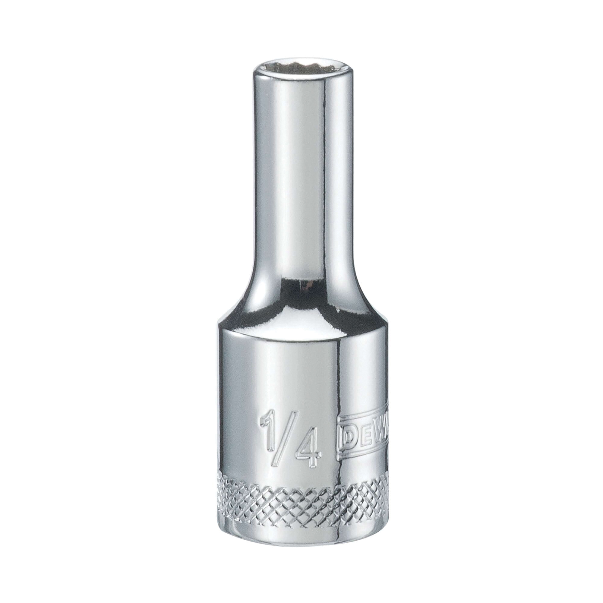 DWMT74191OSP Drive Hand Socket, 1/4 in Socket, 3/8 in Drive, 12-Point, Steel, Polished Chrome Vanadium