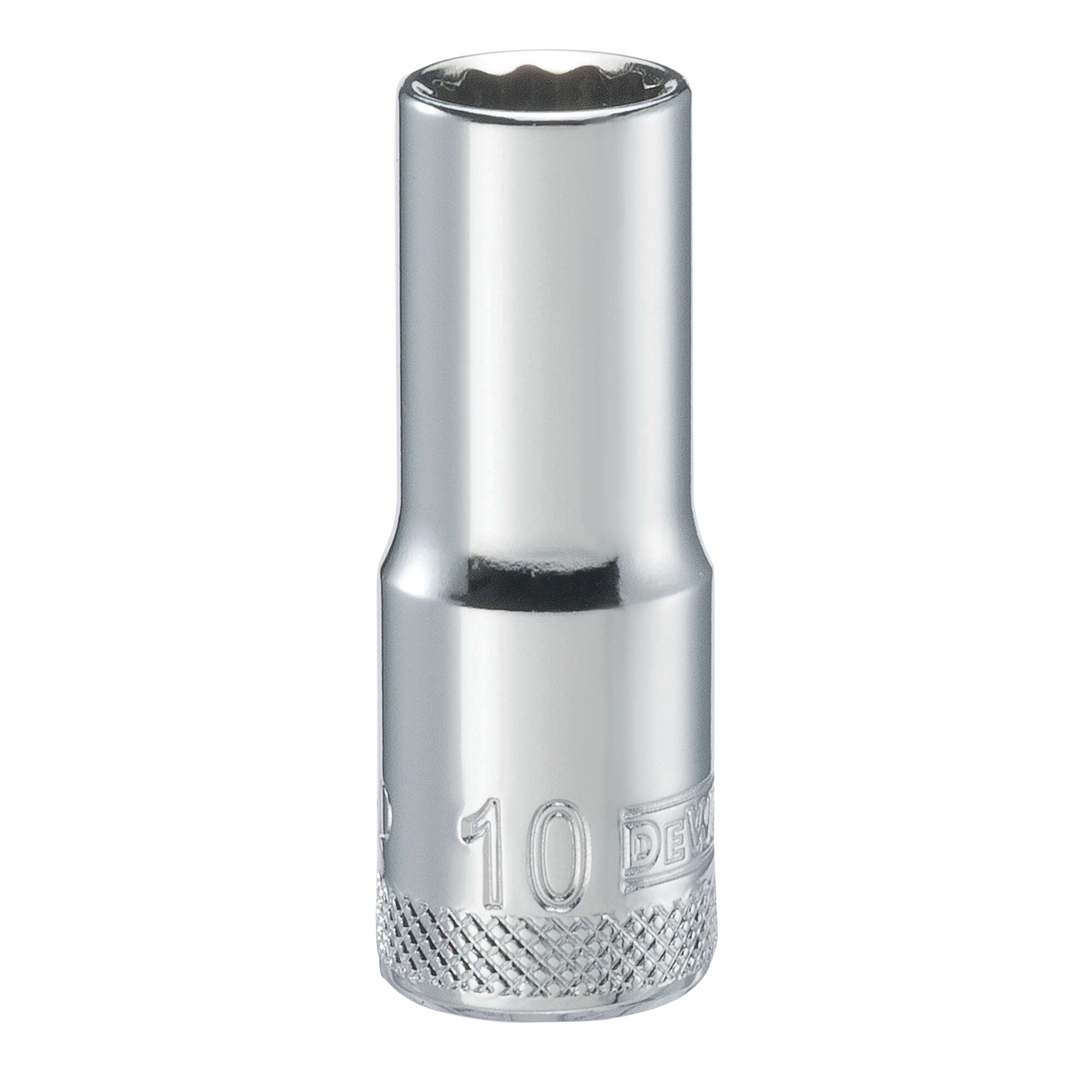DWMT74502OSP Drive Hand Socket, 10 mm Socket, 3/8 in Drive, 12-Point, Steel, Polished Chrome Vanadium