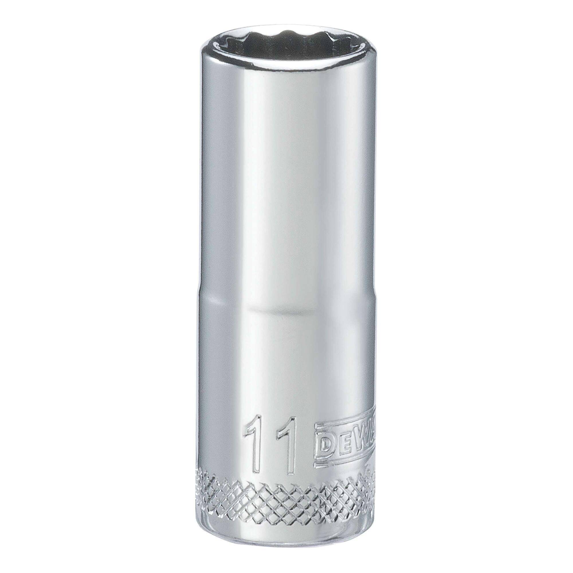DWMT74503OSP Drive Hand Socket, 11 mm Socket, 3/8 in Drive, 12-Point, Steel, Polished Chrome Vanadium