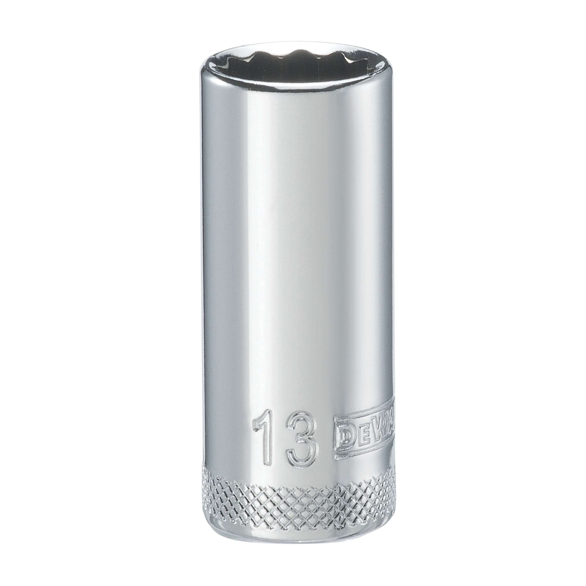 DWMT74505OSP Drive Hand Socket, 13 mm Socket, 3/8 in Drive, 12-Point, Steel, Polished Chrome Vanadium