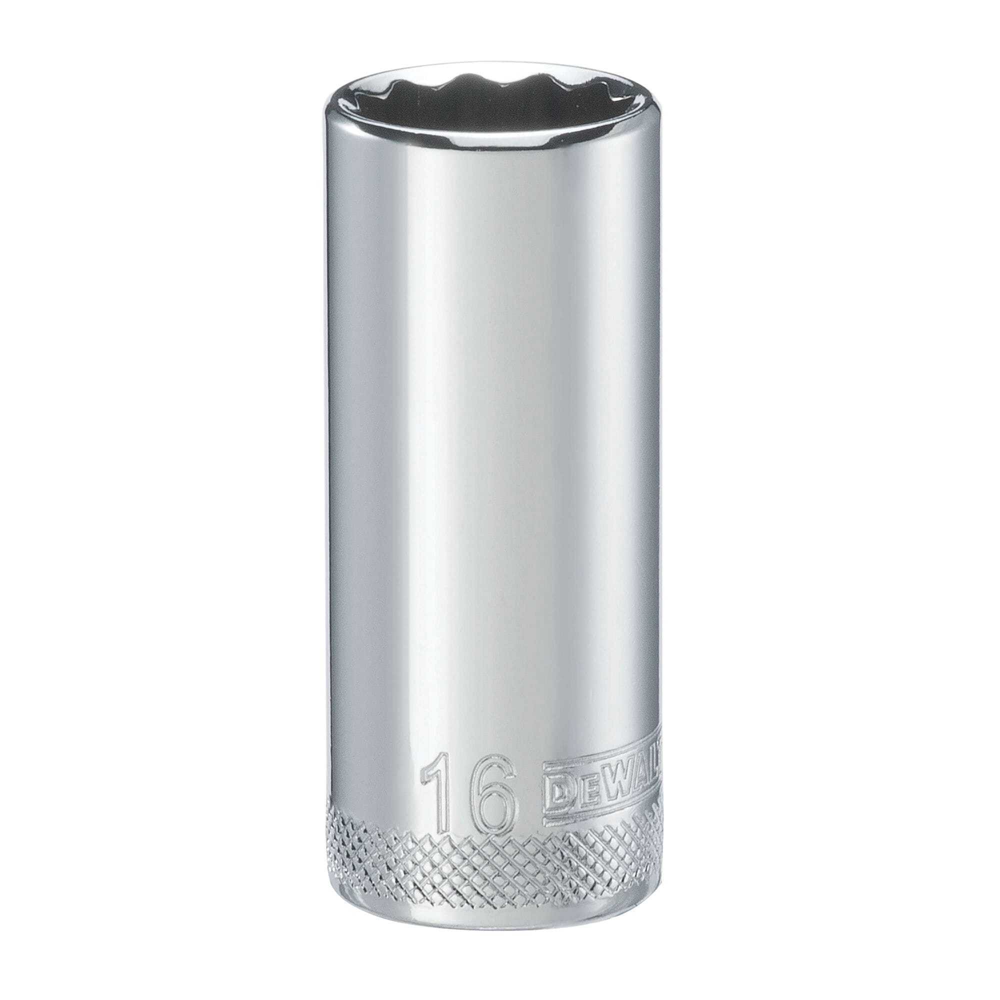 DWMT74508OSP Drive Hand Socket, 16 mm Socket, 3/8 in Drive, 12-Point, Steel, Polished Chrome Vanadium