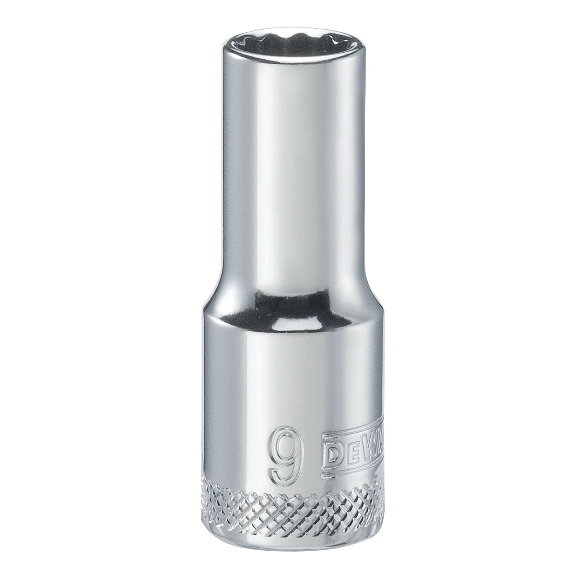 DWMT74511OSP Drive Hand Socket, 9 mm Socket, 3/8 in Drive, 12-Point, Steel, Polished Chrome Vanadium