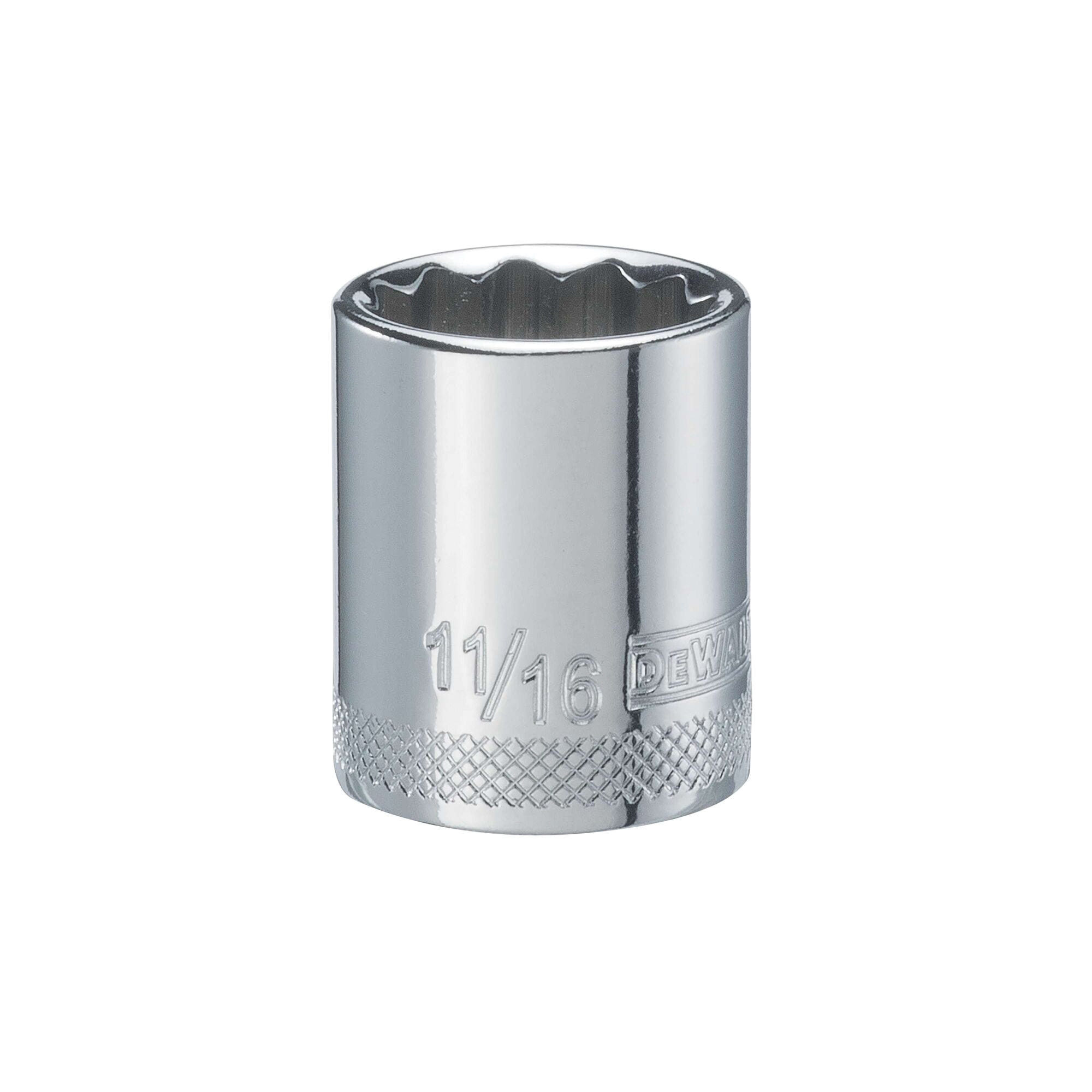 DWMT74514OSP Drive Hand Socket, 11/16 in Socket, 3/8 in Drive, 12-Point, Steel, Polished Chrome Vanadium