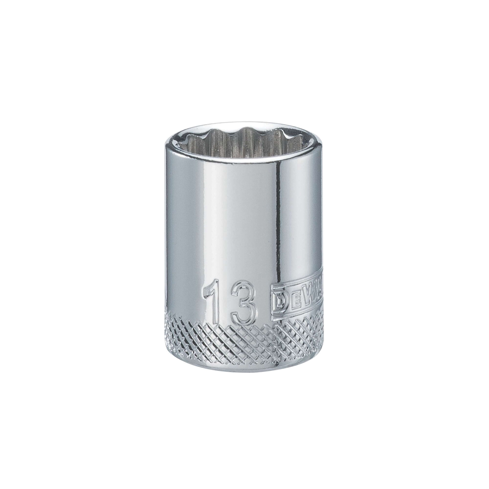 DWMT74518OSP Drive Hand Socket, 13 mm Socket, 3/8 in Drive, 12-Point, Steel, Polished Chrome Vanadium