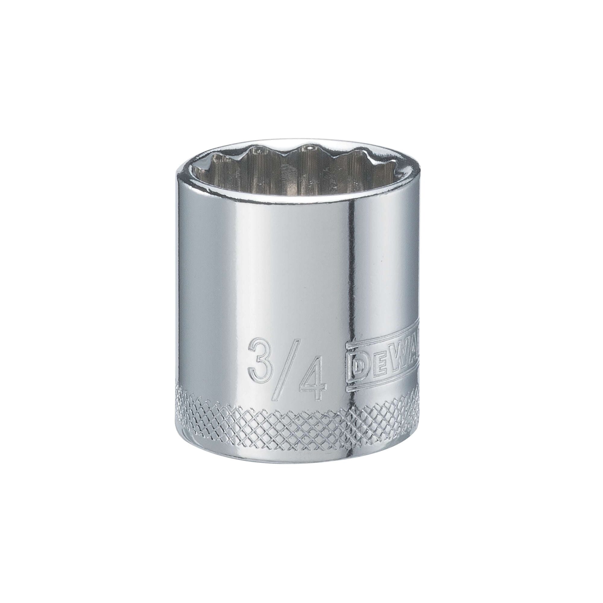 DWMT74526OSP Drive Hand Socket, 3/4 in Socket, 3/8 in Drive, 12-Point, Steel, Polished Chrome Vanadium