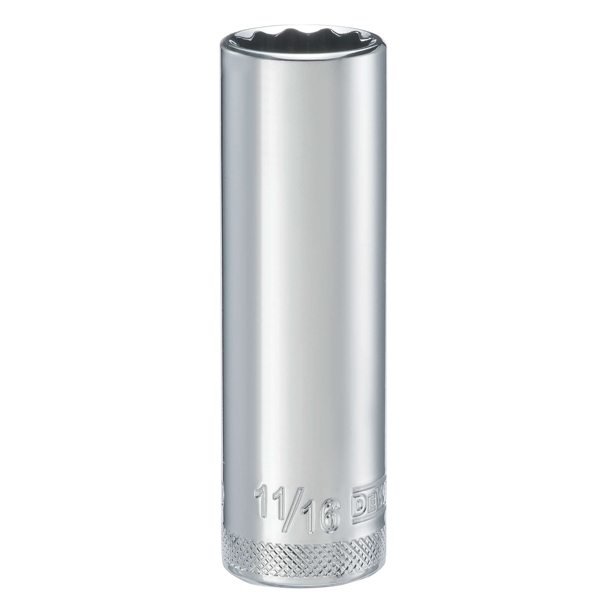 DWMT74537OSP Drive Socket, 11/16 in Socket, Deep Socket, 3-1/8 in OAL, 1/2 in Drive, 12-Point, Vanadium Steel