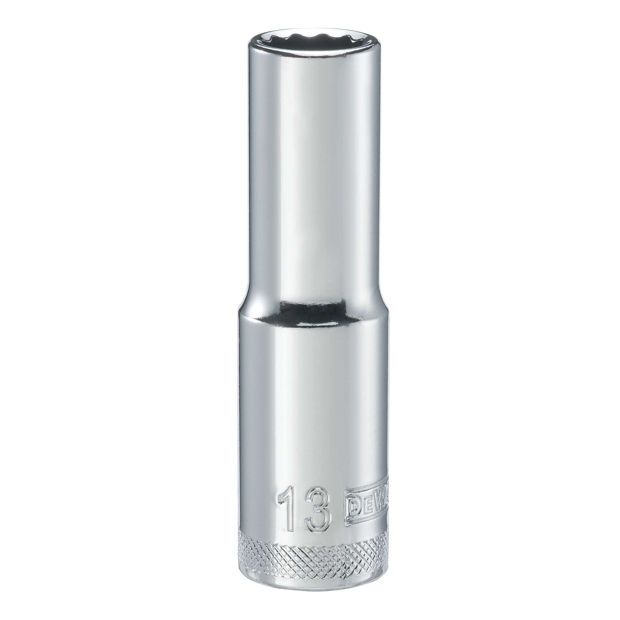 DWMT74542OSP Drive Hand Socket, 13 mm Socket, 1/2 in Drive, 12-Point, Steel, Polished Chrome Vanadium