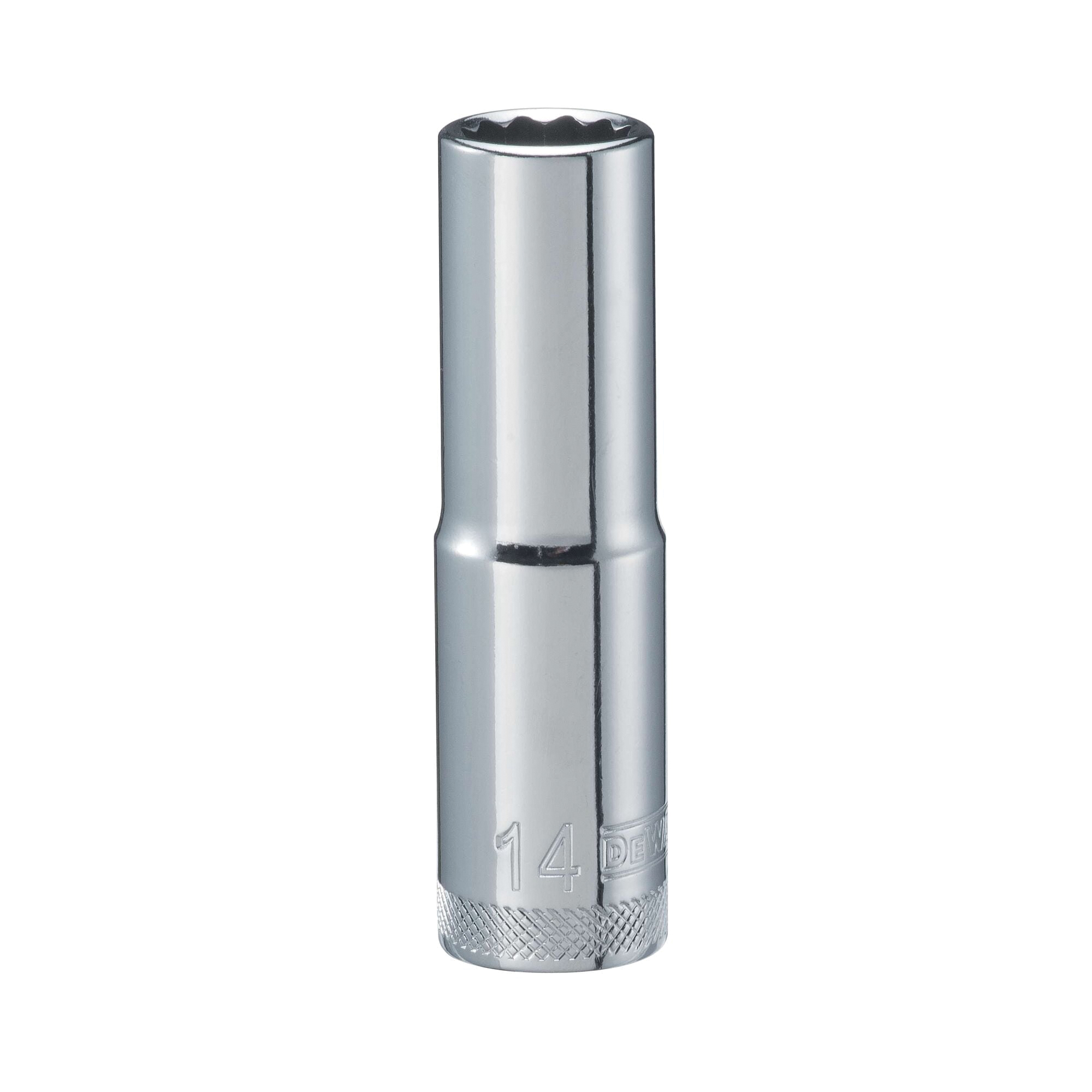 DWMT74544OSP Drive Hand Socket, 14 mm Socket, 1/2 in Drive, 12-Point, Steel, Polished Chrome Vanadium