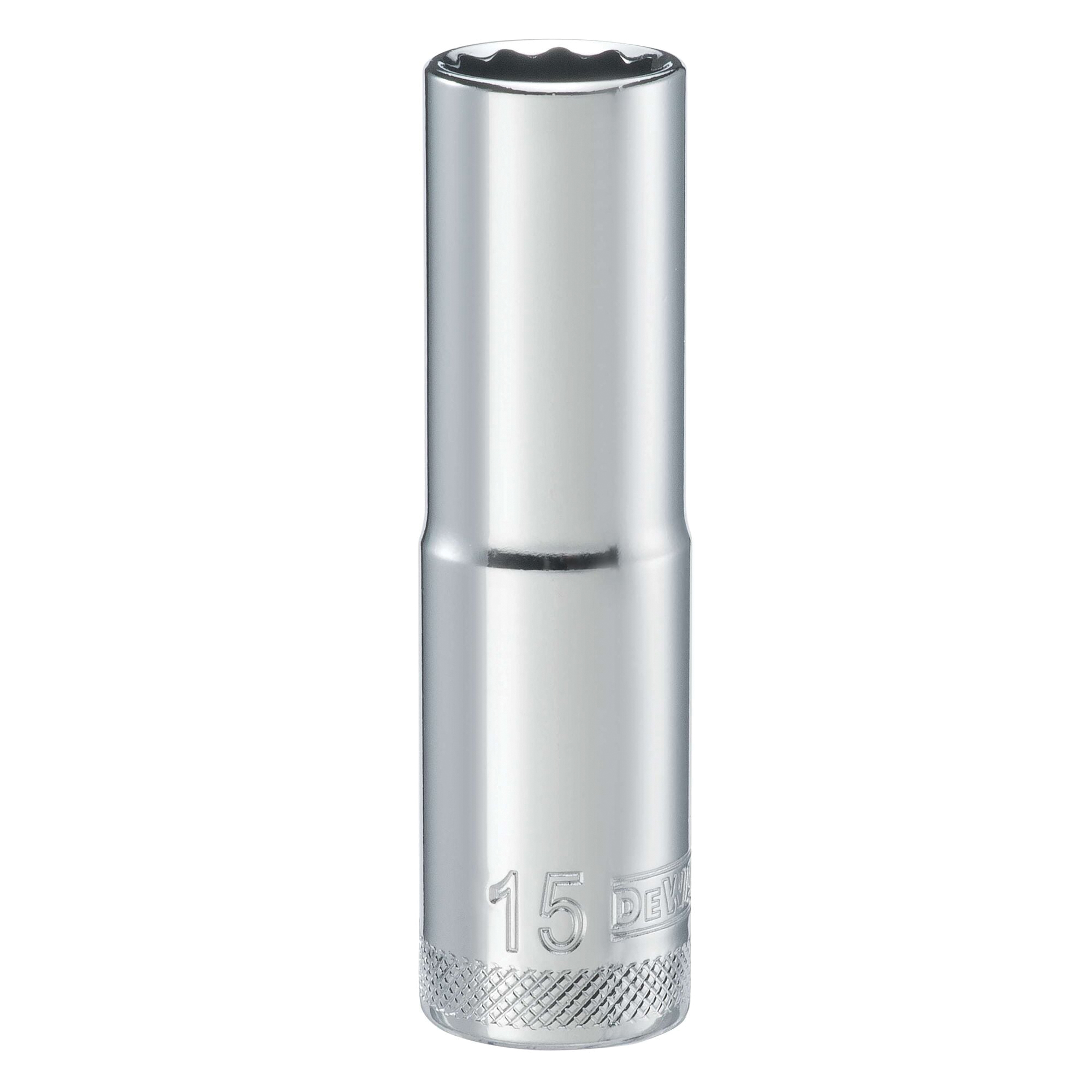 DWMT74545OSP Drive Hand Socket, 15 mm Socket, 1/2 in Drive, 12-Point, Steel, Polished Chrome Vanadium