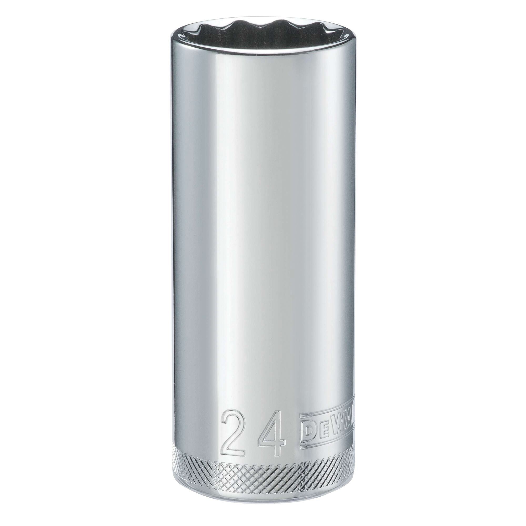 DWMT74553OSP Drive Hand Socket, 24 mm Socket, 1/2 in Drive, 12-Point, Steel, Polished Chrome Vanadium