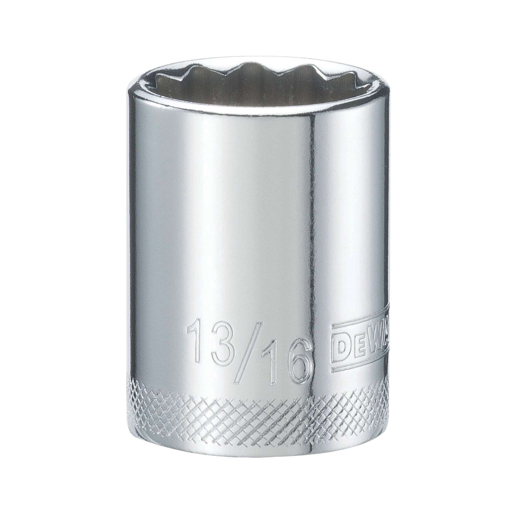 DWMT74569OSP Drive Hand Socket, 13/16 in Socket, 1/2 in Drive, 12-Point, Steel, Polished Chrome Vanadium