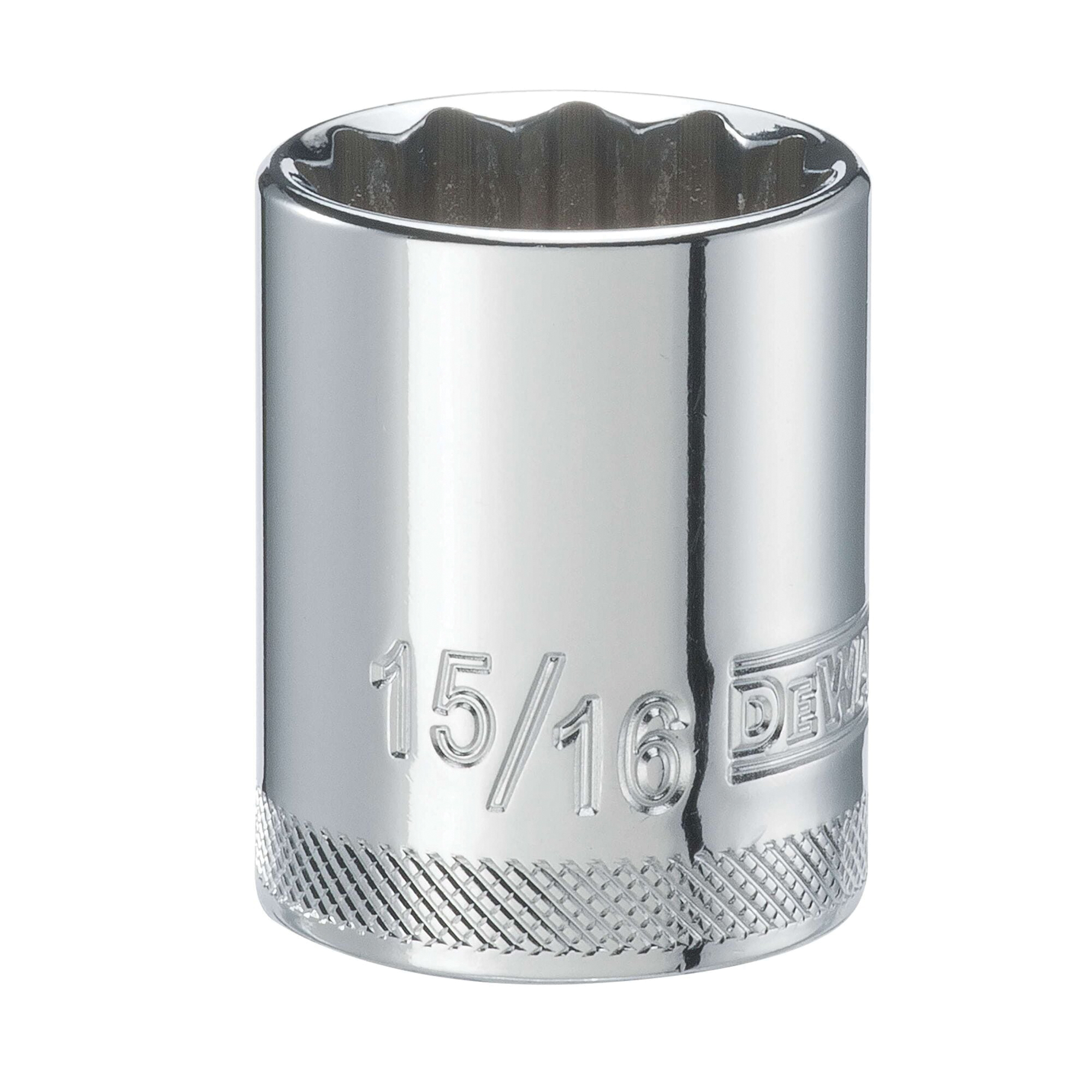 DWMT74572OSP Drive Hand Socket, 15/16 in Socket, 1/2 in Drive, 12-Point, Steel, Polished Chrome Vanadium