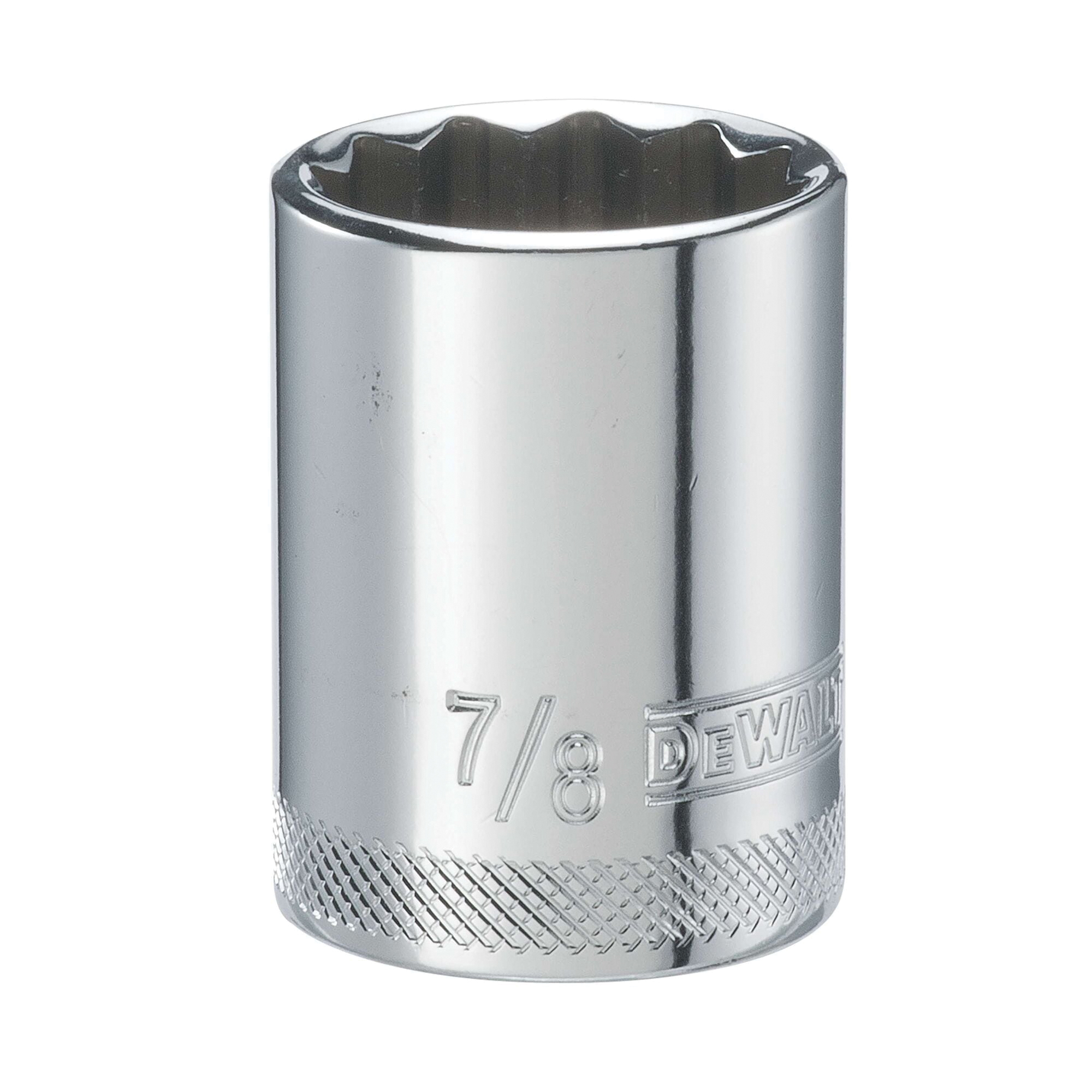 DWMT74592OSP Drive Hand Socket, 7/8 in Socket, 1/2 in Drive, 12-Point, Steel, Polished Chrome Vanadium
